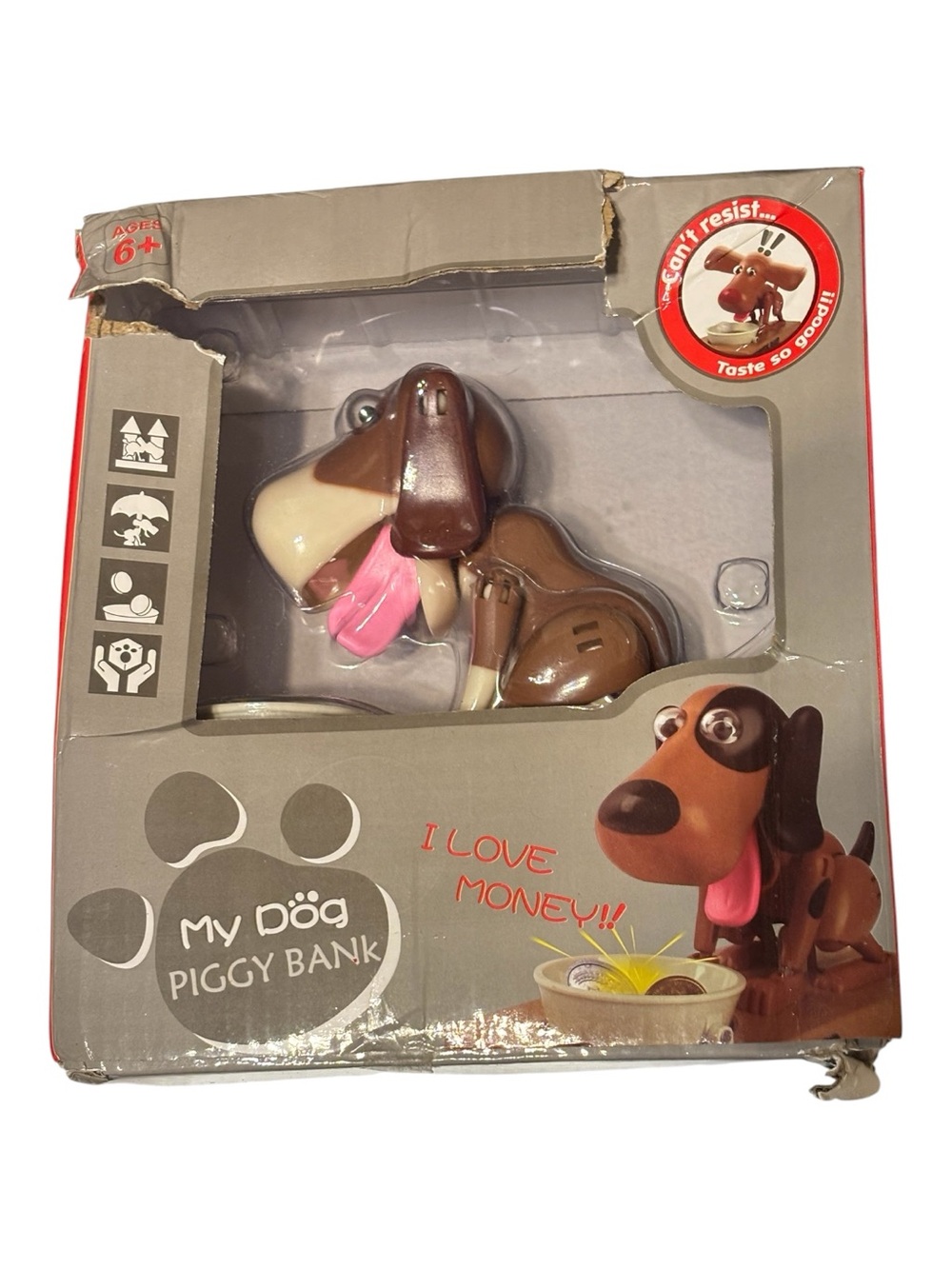My Dog Piggy Bank Brown Dog Coin Bank -Robotic toy munching dog bank NIB